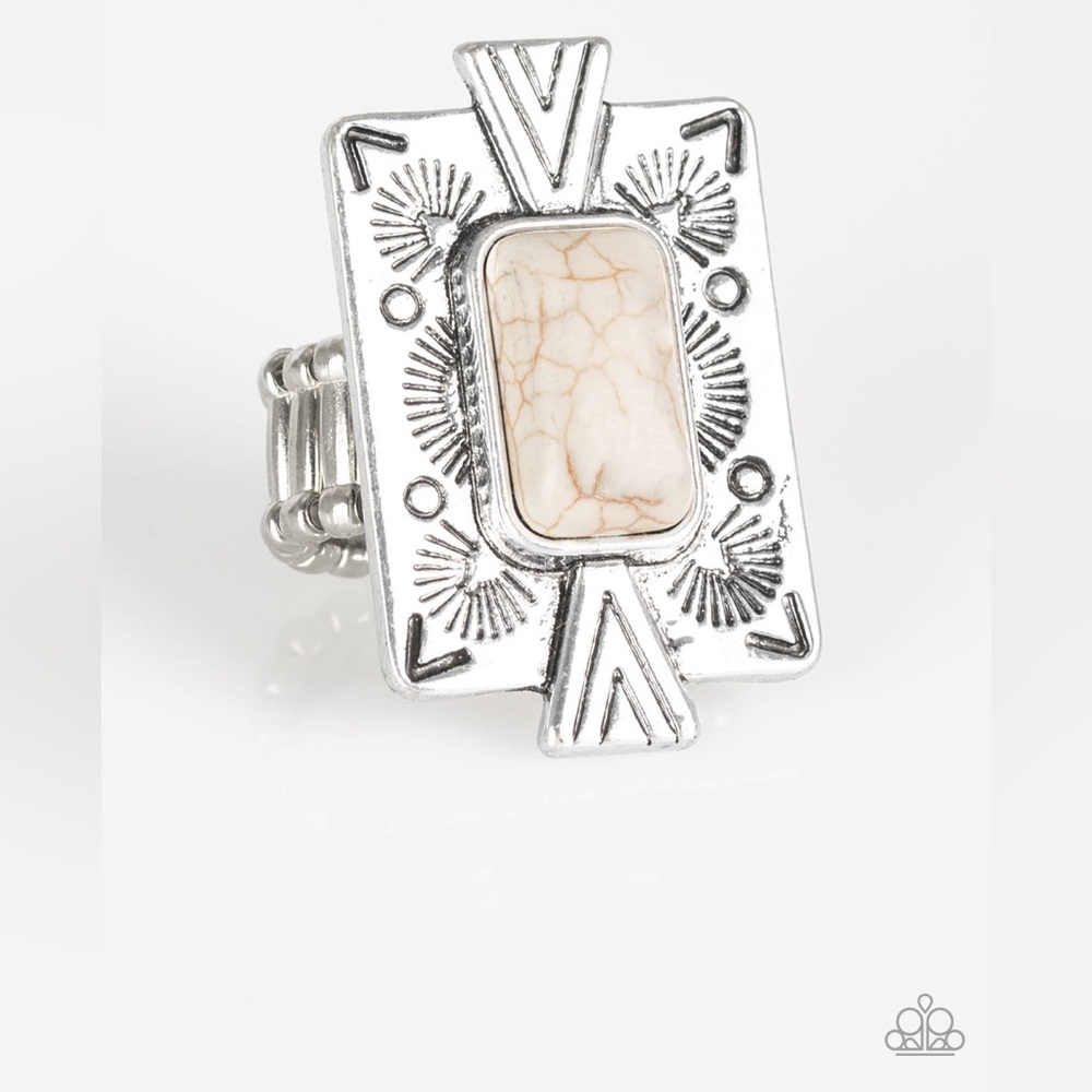 White Crackle Stone Ring